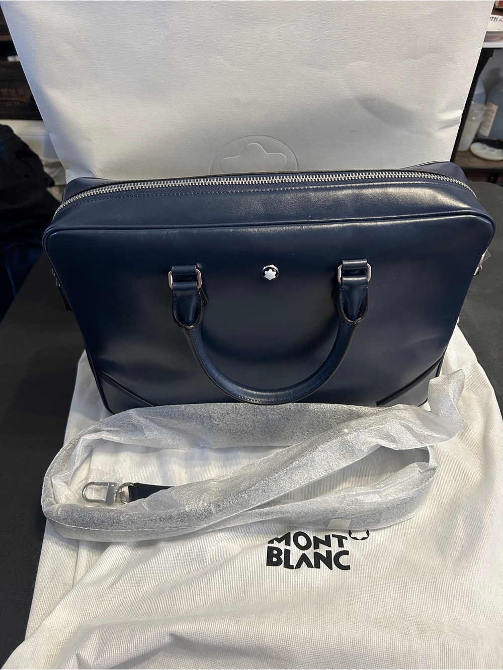 Montblanc meisterstuck Leather Briefcase with Top Handles and Detachable Strap